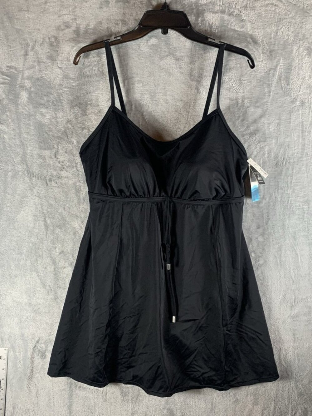 Swim Solutions Plus Size Knotted Flyaway Fauxkini One-Piece Swimsuit Size 16W